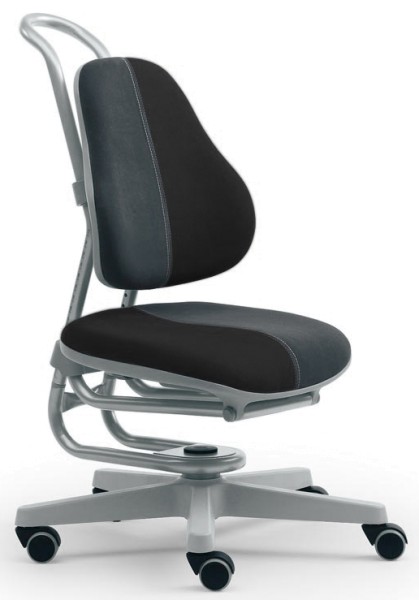 Kinderdrehstuhl BUGGY - Micro Schwarz/Grau, Gestell Silber - Rovo Chair
