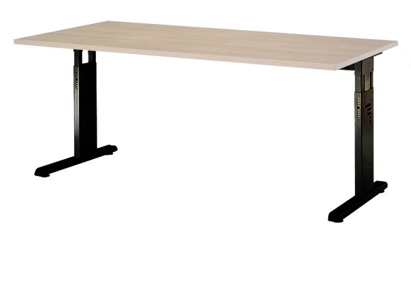 Schreibtisch gerade 160 cm, C-Fuß Gestell in Schwarz