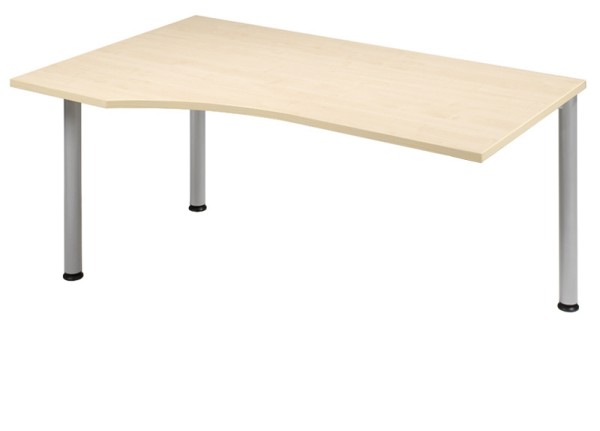 Anbau-Schreibtisch Freiform links 160 cm, 3 Füße, rechts verkettbar, stufenlos höhenverstellbar