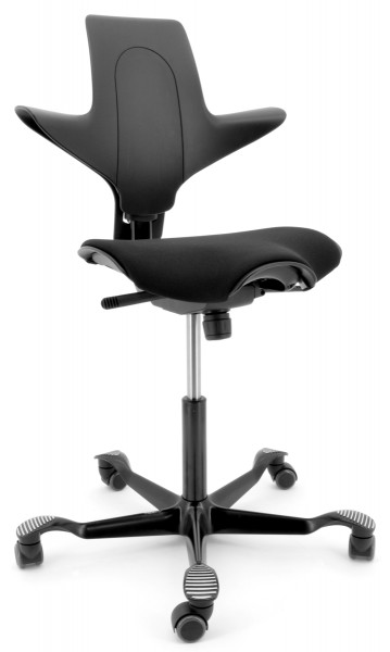 Drehstuhl Capisco Puls 8020 - schwarz / schwarz, inkl. Sitzflächenmatte - HAG