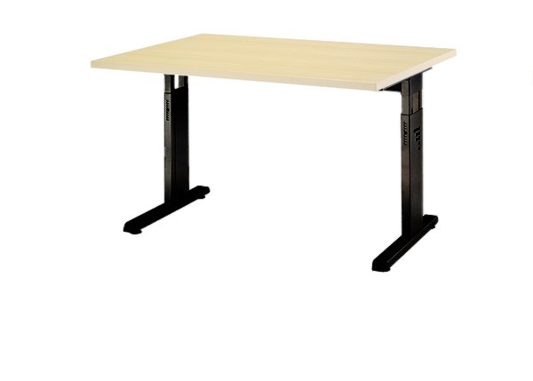 Schreibtisch gerade 120 cm, C-Fuß Gestell in Schwarz