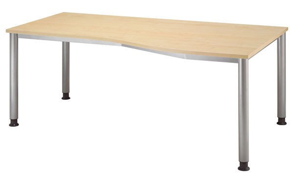 PC-Schreibtisch Freiform rechts 180 cm, Tischfüße in Graualuminium